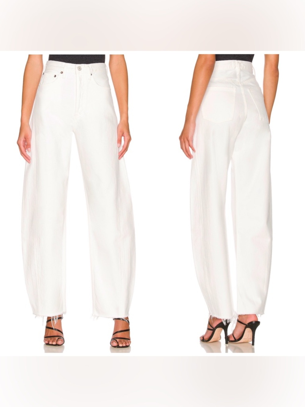 Agolde Luna Pieced Jean Barrel In Element White Raw Hem Size‎ 33